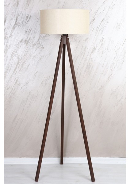Mdf Lamba Yuvarlak Kumaş Lambader Krem Kahve LY516