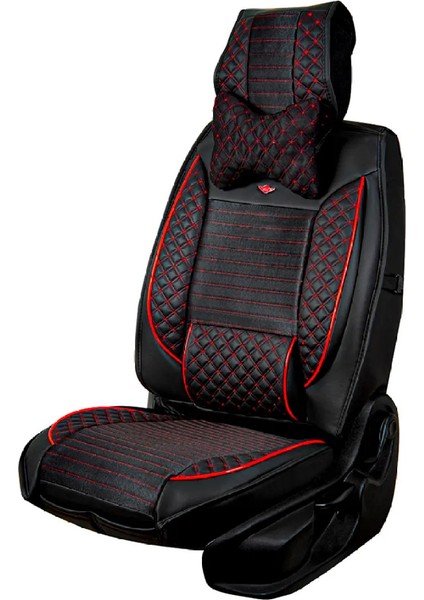 Geely Emgrand Uyumlu Deri Oto Koltuk Kılıfı Ön Arka Takım Siyah Kırmızı Sc indirimleri