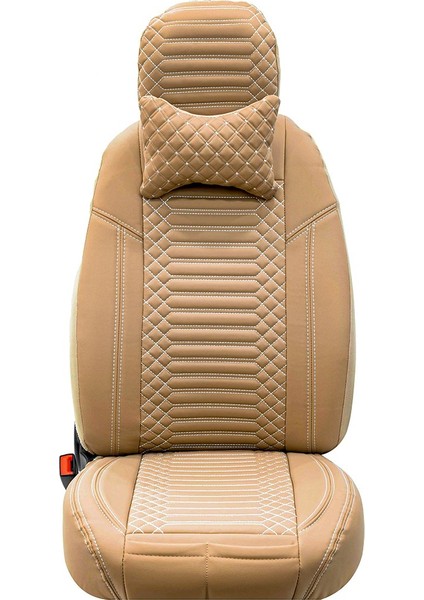 Fiat Egea Hb Uyumlu Deri Oto Koltuk Kılıfı Ön Arka Takım Giydirme Tip Bej Sc