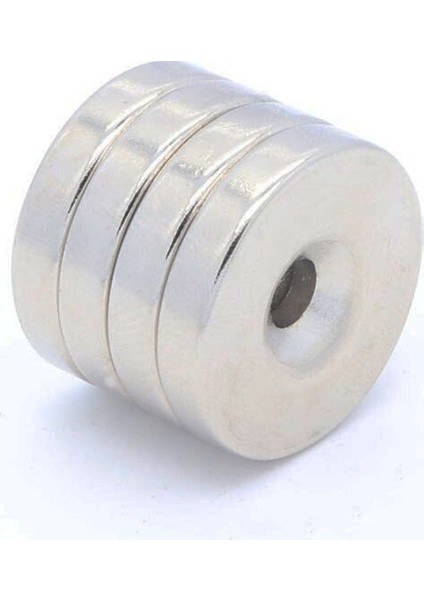 4 Adet 25 x 5 mm 10/5,5 mm Havşalı Delikli Neodyum Mıknatıs