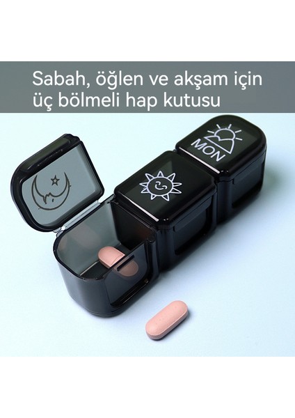 Taşınabilir Üç Bölmeli Hap Kutusu (Yurt Dışından)