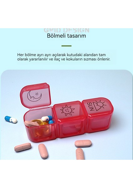 Taşınabilir Üç Bölmeli Hap Kutusu (Yurt Dışından) modelleri