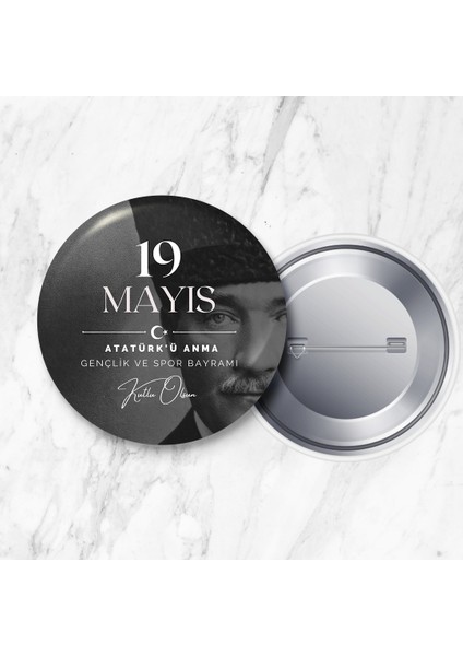 19 Mayıs Iğneli Yaka Rozeti 58 mm Büyük Boy (Model No: 01)