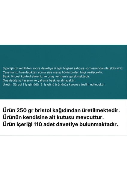 Yıldırım Tasarım Sünnet Davetiyesi | Kişiye Özel Tasarım | 110 Adet