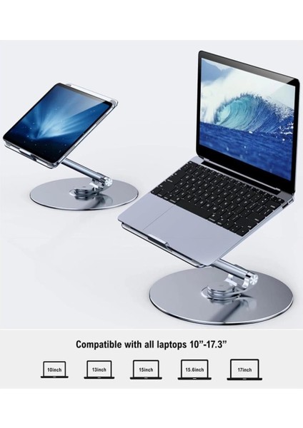 360° Dönerli Metal Ayarlanabilir Katlanır Laptop Tablet Standı Yükseltici Notebook MacBook Tutucu