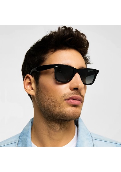 DC18196P Parlak Siyah Kare Model Unisex Güneş Gözlüğü