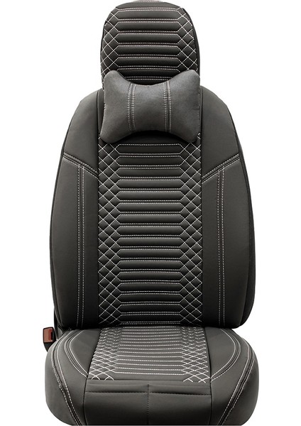 Fiat Egea Cross Uyumlu Deri Oto Koltuk Kılıfı Ön Arka Takım Giydirme Tip Füme Sc