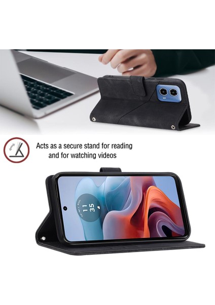 Motorola Moto G34 Manyetik Deri Kart Tutucu Cüzdan Flip Kapak Için Kılıf (Yurt Dışından)