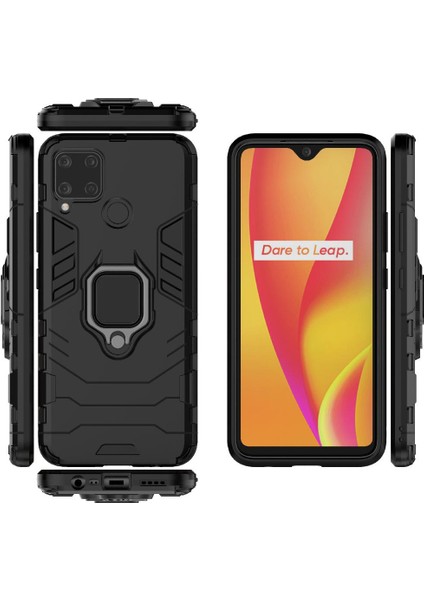 Realme C15 Darbeye Kapak Için Kılıf Kickstand Askeri Damla Koruma (Yurt Dışından) modelleri