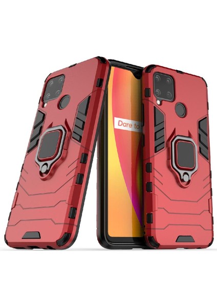 Realme C15 Darbeye Kapak Için Kılıf Kickstand Askeri Damla Koruma (Yurt Dışından)