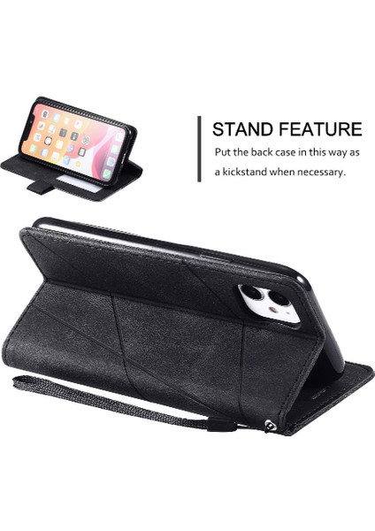 IPhone 12 Için Kılıf Mini Manyetik Kart Tutucu Kickstand Cüzdan Flip Folio (Yurt Dışından)