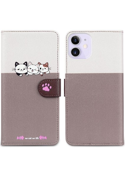 Iphone 12 Için Kılıf Mini Deri Kılıf Kapak Çevirin Cüzdan Darbeye Basit (Yurt Dışından)