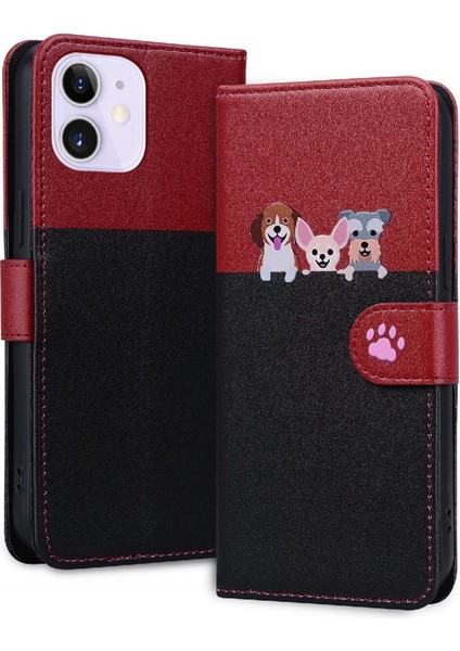 Iphone 12 Için Kılıf Mini Deri Kılıf Kapak Çevirin Cüzdan Darbeye Basit (Yurt Dışından)