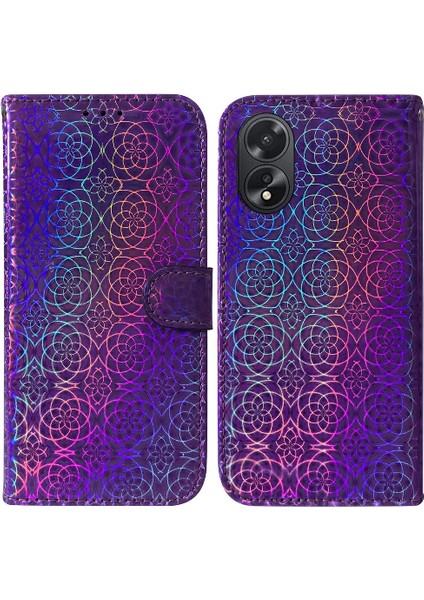 Oppo A38 4G/A18 4g Premium Pu Deri Glitter Renkli Kart Yuvası (Yurt Dışından)
