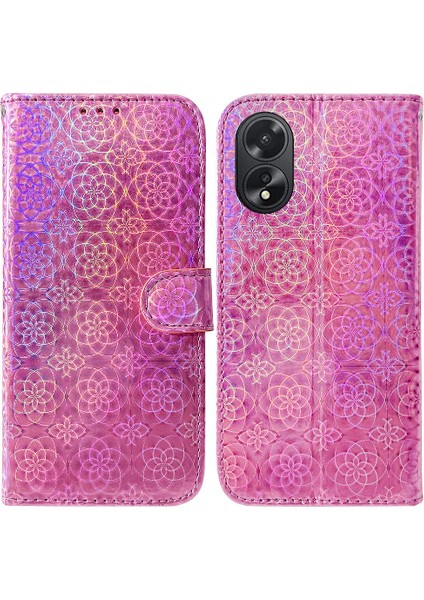 Oppo A38 4G/A18 4g Premium Pu Deri Glitter Renkli Kart Yuvası (Yurt Dışından)