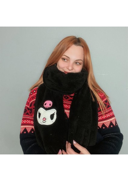 Kuromi Kawaii Siyah Peluş Atkı