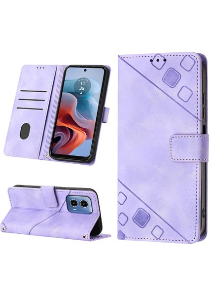 Motorola Moto G34 Manyetik Deri Kart Tutucu Cüzdan Flip Kapak Için Kılıf (Yurt Dışından)