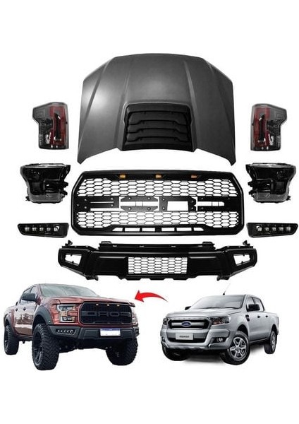 Ford ranger t6 t7 t8 f150 gen3 dönüşüm body kit seti 2012 / 2021