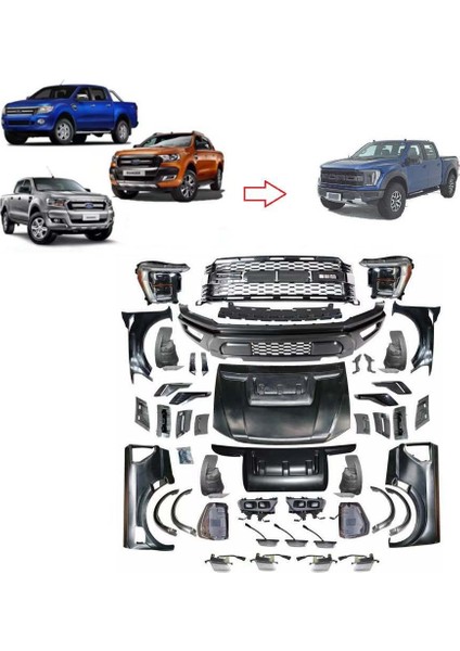 Ford ranger t6 t7 t8 f150 gen3 dönüşüm body kit seti 2012 / 2021