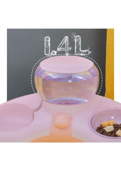 Evcil Hayvan Hazneli Kedi Köpek Mama ve Su Kabı Seti 1.4 lt Su