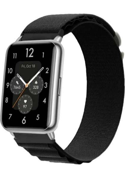 Huawei Watch Fit Uyumlu Alpine Bant Kordon Pim Çevirici Aparatlı Akıllı Pimli Siyah