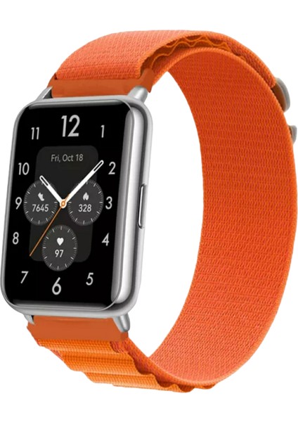 Huawei Fit Uyumlu Alpine Bant Kordon Pim Çevirici Aparatlı Akıllı Pimli Turuncu