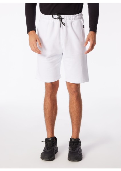 Normal Beyaz Erkek Sweat Şort Kbqx Basıc S4_BASIC Regular Fıt Swe