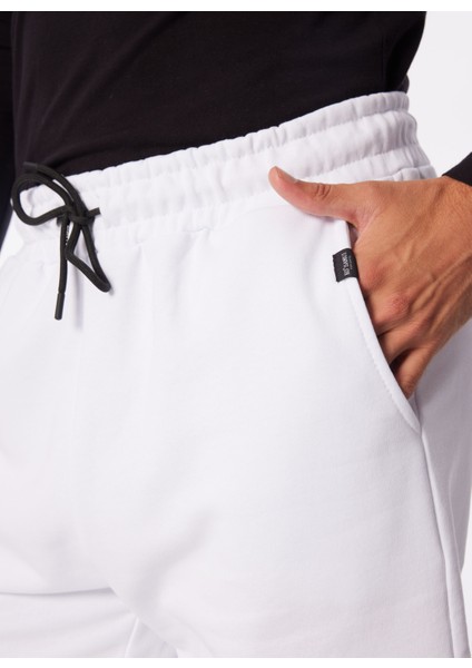 Normal Beyaz Erkek Sweat Şort Kbqx Basıc S4_BASIC Regular Fıt Swe