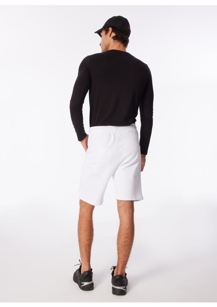 Normal Beyaz Erkek Sweat Şort Kbqx Basıc S4_BASIC Regular Fıt Swe