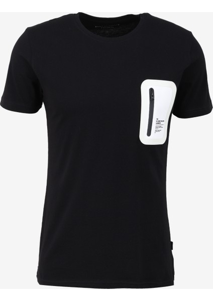 Bisiklet Yaka Baskılı Siyah - Beyaz Erkek T-Shirt Kmtt S211 Repocket_repocket Regular