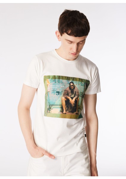 Bisiklet Yaka Baskılı Krem Erkek T-Shirt Kmtt S241 Jeff_snapshot Regular Fıt fiyatları