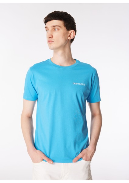 Bisiklet Yaka Baskılı Mavi Erkek T-Shirt Kmtr S226 Road_craft&co Regular Fıt fiyatları
