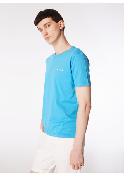 Bisiklet Yaka Baskılı Mavi Erkek T-Shirt Kmtr S226 Road_craft&co Regular Fıt modelleri