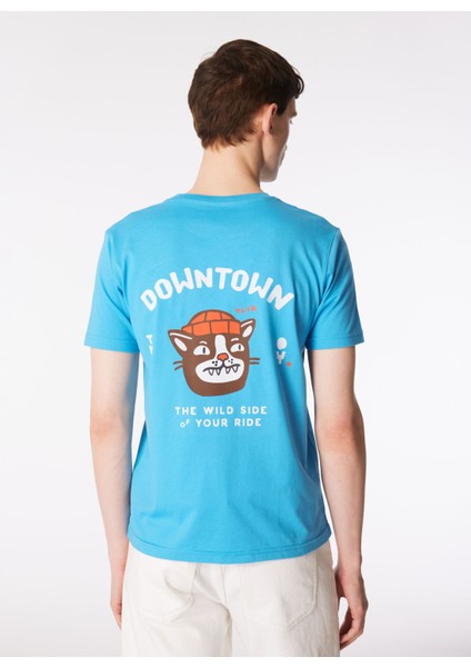 Bisiklet Yaka Baskılı Mavi Erkek T-Shirt Kmtr S226 Road_craft&co Regular Fıt indirimleri