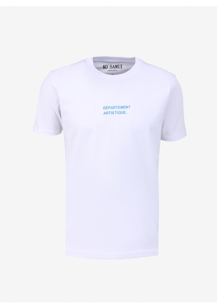 Bisiklet Yaka Baskılı Beyaz Erkek T-Shirt Kmtr S216 Zundert_gallery Regular F