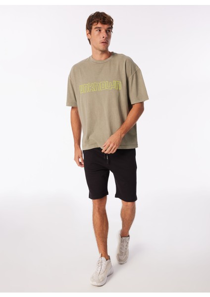 Normal Siyah Erkek Sweat Şort Kbqx Basıc S4_BASIC Regular Fıt Swe