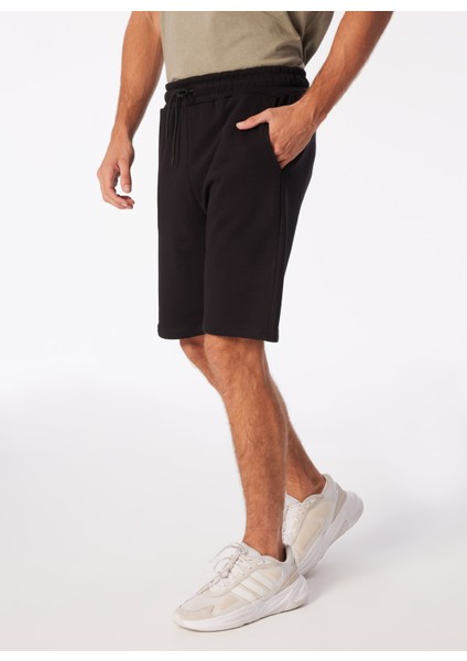 Normal Siyah Erkek Sweat Şort Kbqx Basıc S4_BASIC Regular Fıt Swe fırsatları