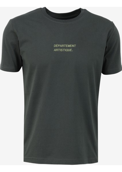 Bisiklet Yaka Baskılı Haki Erkek T-Shirt Kmtr S215 Peınture_gallery Regular