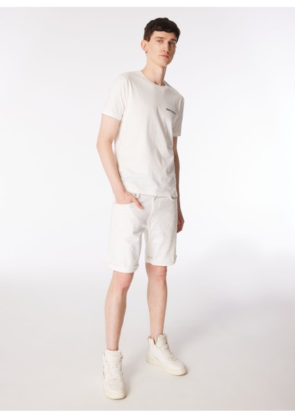 Bisiklet Yaka Baskılı Krem Erkek T-Shirt Kmtr S226 Road_craft&co Regular Fıt