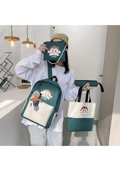 Ilkokul Okul Çantası Dört Parçalı Yeni Büyük Kapasiteli Sırt Çantası Kadın Ders Çantası Kalem Çantası (Yurt Dışından) fırsatları