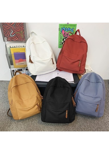 Kanvas Sırt Çantası Büyük Kapasiteli Düz Renk Sırt Çantası Erkek ve Kadın Retro Kampüs Tarzı Sırt Çantası Orta Okul Öğrencisi Okul Çantası (Yurt Dışından) modelleri
