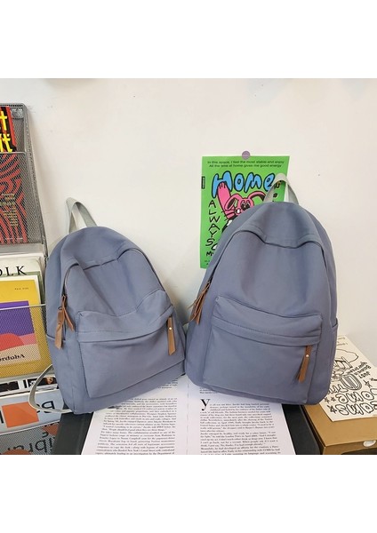 Kanvas Sırt Çantası Büyük Kapasiteli Düz Renk Sırt Çantası Erkek ve Kadın Retro Kampüs Tarzı Sırt Çantası Orta Okul Öğrencisi Okul Çantası (Yurt Dışından) fırsatları