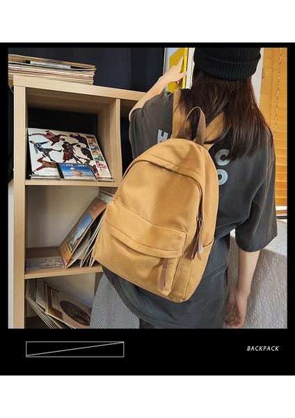 Kanvas Sırt Çantası Büyük Kapasiteli Düz Renk Sırt Çantası Erkek ve Kadın Retro Kampüs Tarzı Sırt Çantası Orta Okul Öğrencisi Okul Çantası (Yurt Dışından) indirimleri