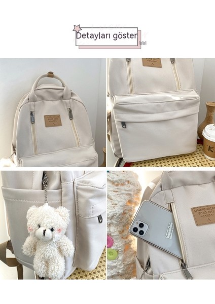 2023 Yeni Japon Ortaokul Öğrencisi Okul Çantası Kadın Büyük Kapasiteli Sırt Çantası Ayı Bebek ile Basit Açık Işe Gidiş Bilgisayar Sırt Çantası (Yurt Dışından) indirimleri