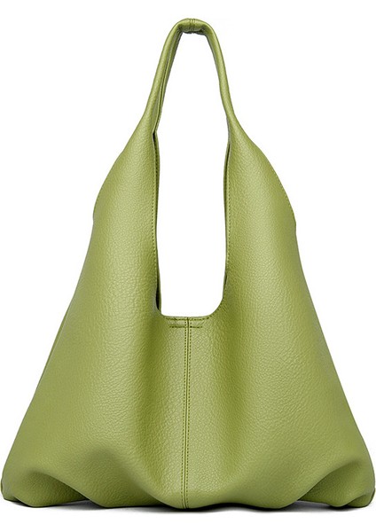 Çanta Büyük Kapasiteli Yumuşak Deri Koltukaltı Çanta Kadın Hamur Çanta Moda Düz Renk Basit Omuz Crossbody Çanta (Yurt Dışından)