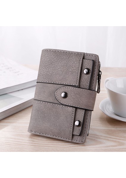 Kısa Vintage Mat Kadın Üç Katlı Küçük Cüzdan (Yurt Dışından)