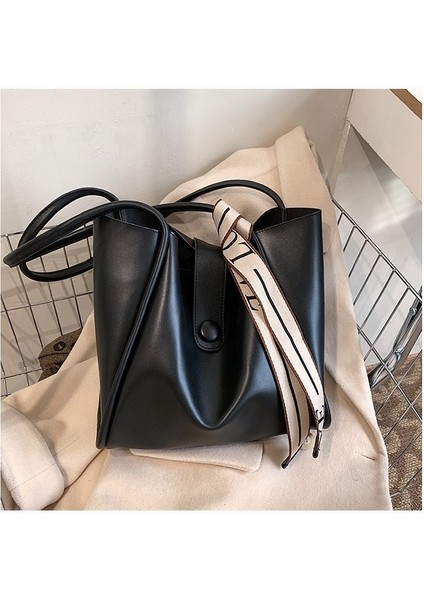 Büyük Kapasiteli Yabancı Stil Omuzdan Askili Çanta Doku Moda Tote Çanta (Yurt Dışından)