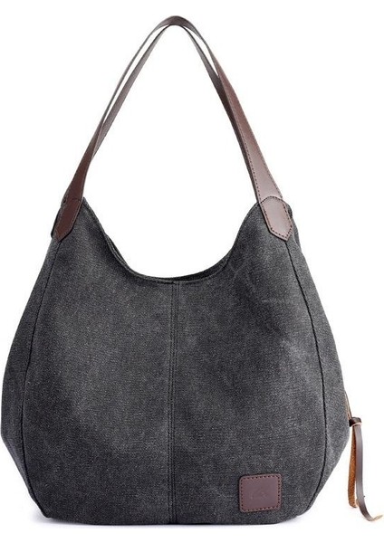 Lvckykmak Kadın Omuz Çantası Fermuarlı Günlük Çanta Kanvas Moda Çantalar Çok Amaçlı Kullanımlı Bez Çanta (Yurt Dışından)