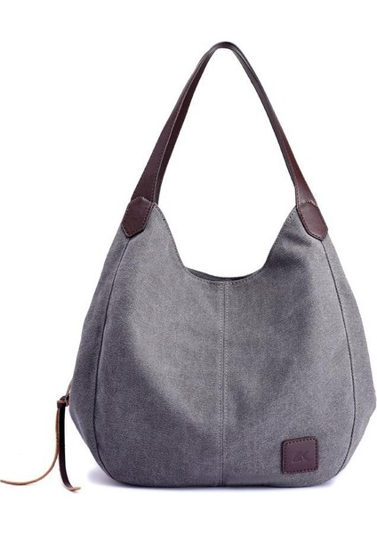 Lvckykmak Kadın Omuz Çantası Fermuarlı Günlük Çanta Kanvas Moda Çantalar Çok Amaçlı Kullanımlı Bez Çanta (Yurt Dışından)