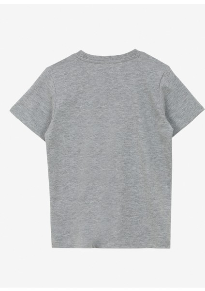 Gri Melanj Erkek Çocuk Bisiklet Yaka Relaxed Baskılı T-Shirt J4SB-TSH1